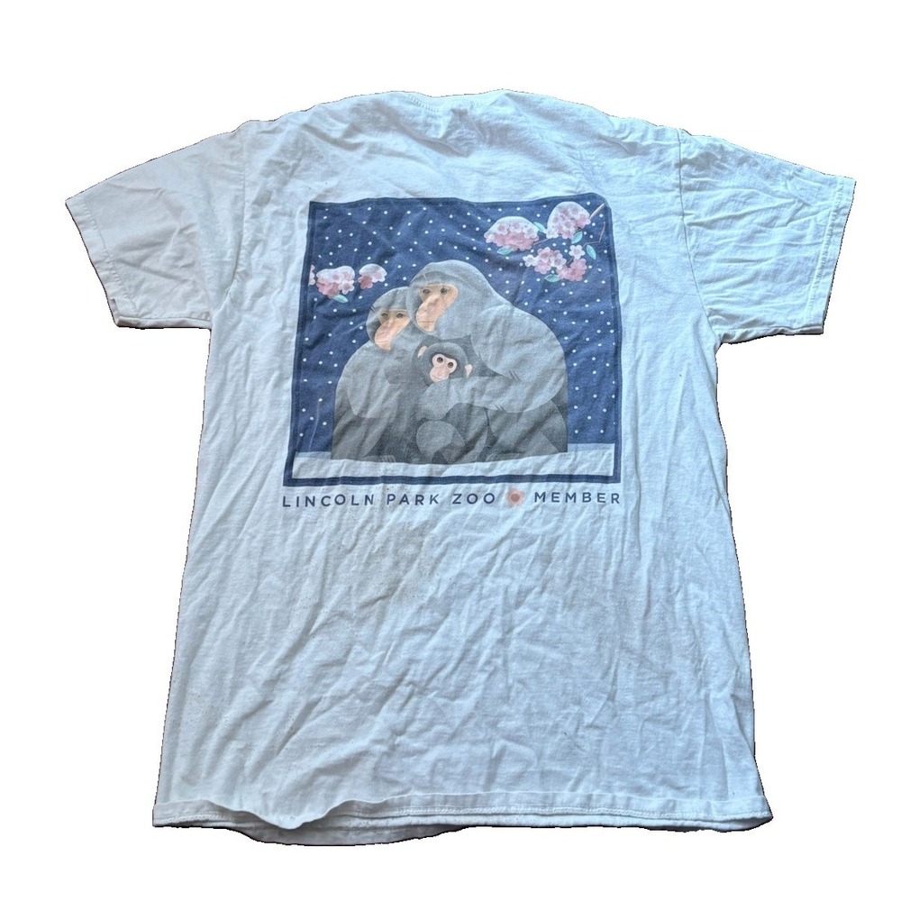 Vintage Chicago Lincoln Park Zoo Member Monkey Graphic T-Shirt White Mens M